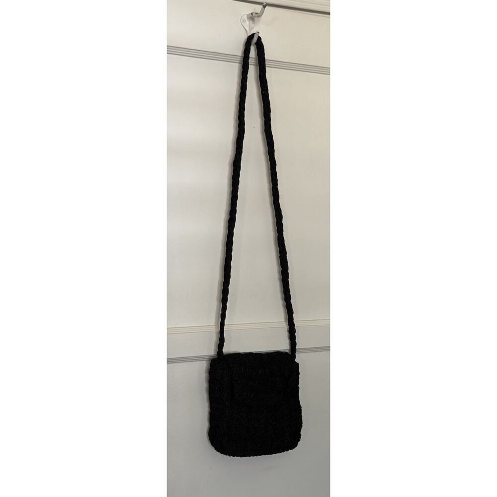 Carrie Forbes Vintage Black Woven Handbag Purse Crossbody 90s Macrame - Picture 2 of 7